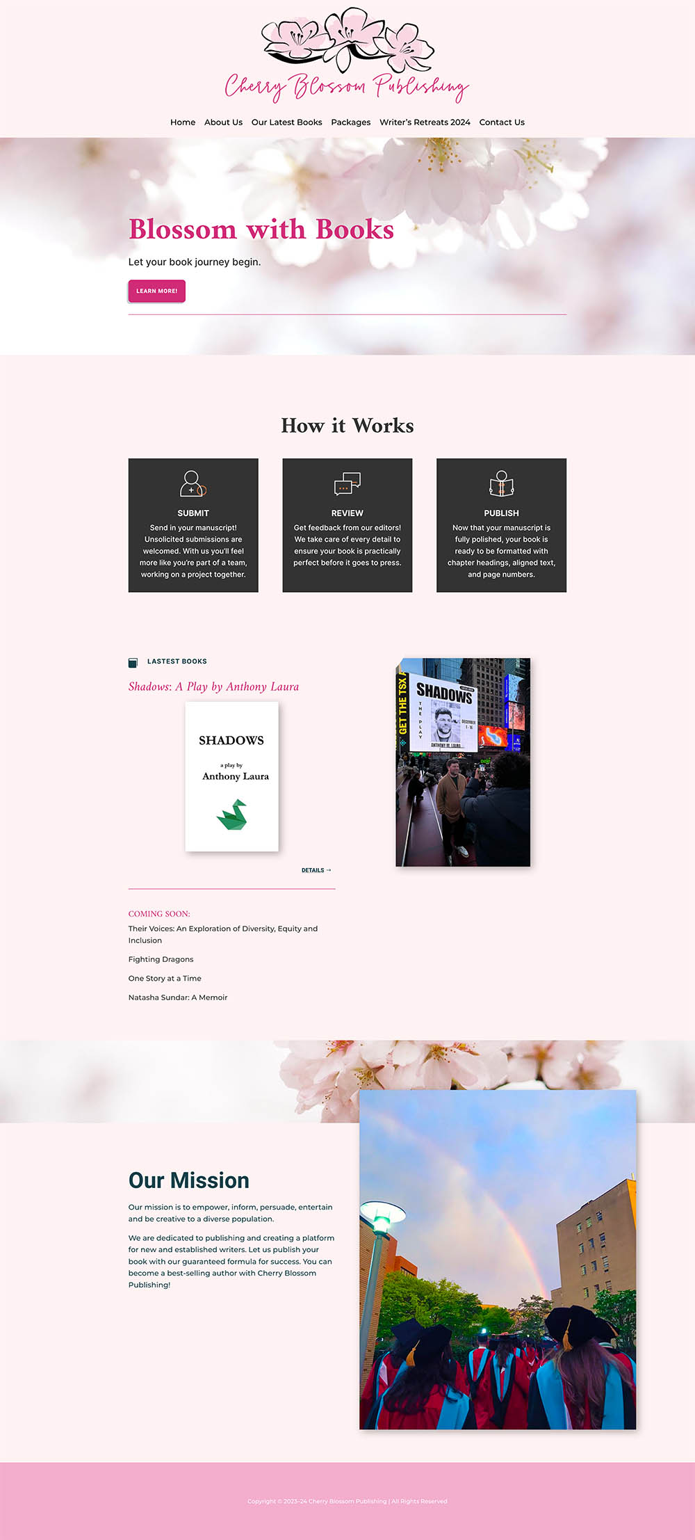 Cherry blossom publishing homepage design