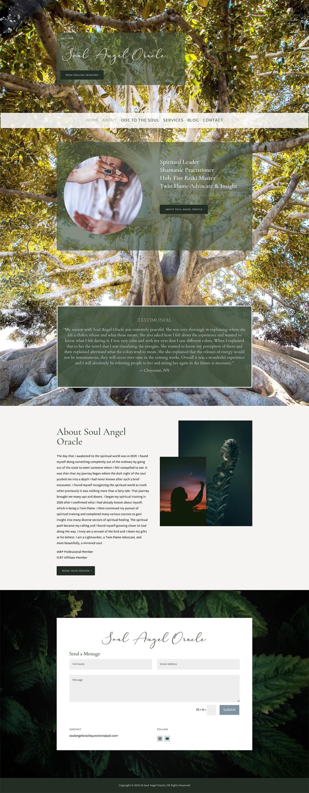 Soul Angel Oracle website design