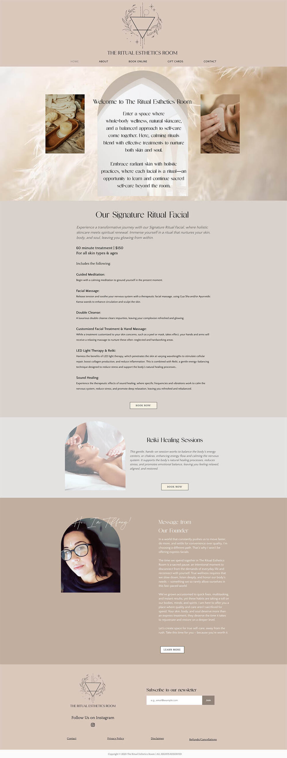 The Ritual Esthetics Room website design