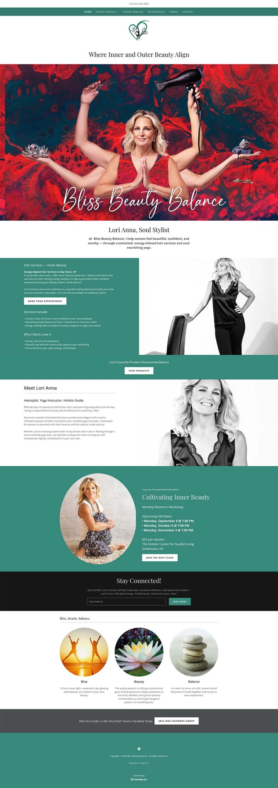 Bliss Beauty Balance website design
