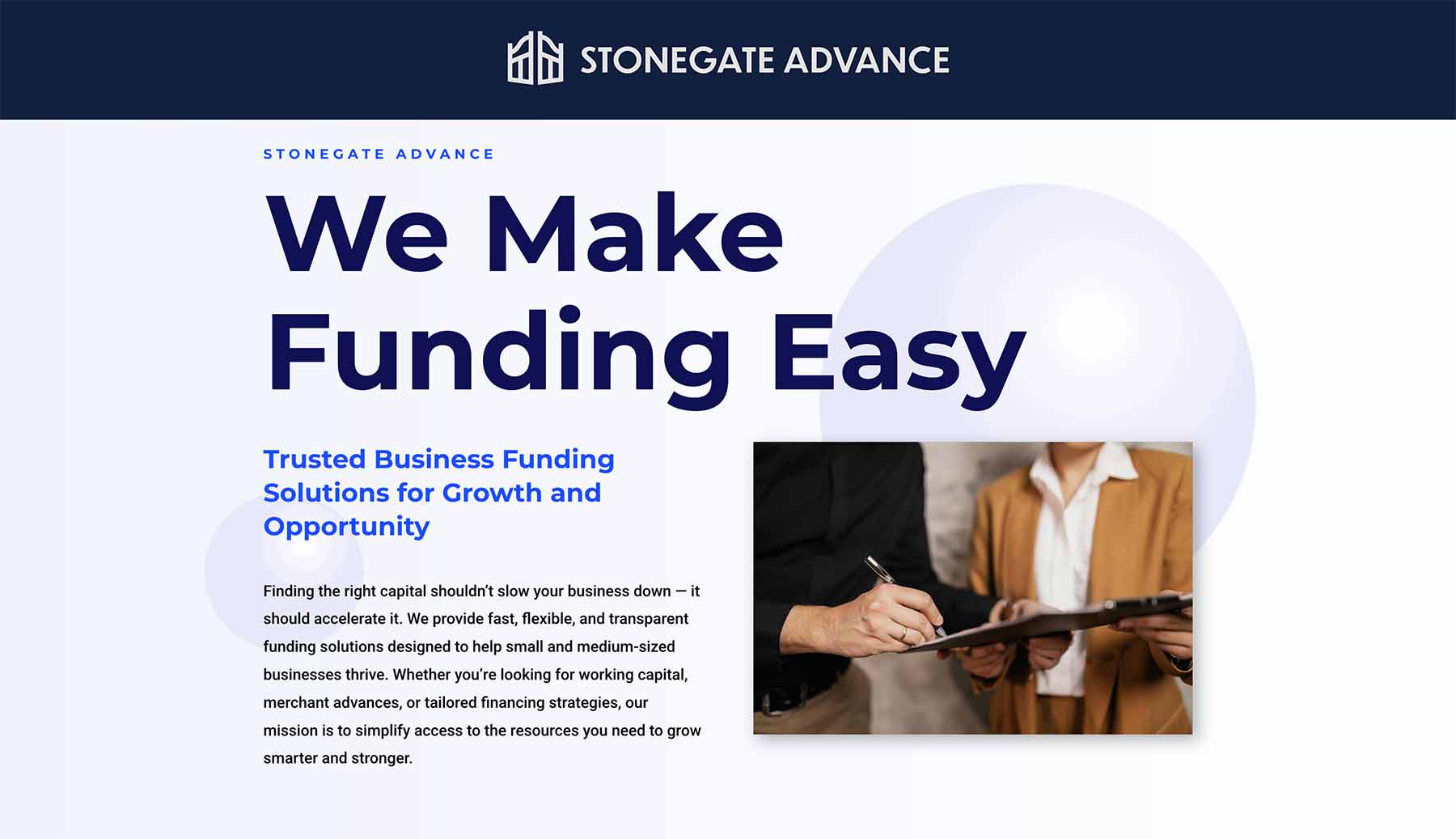 Stonegate Advance—Website Design