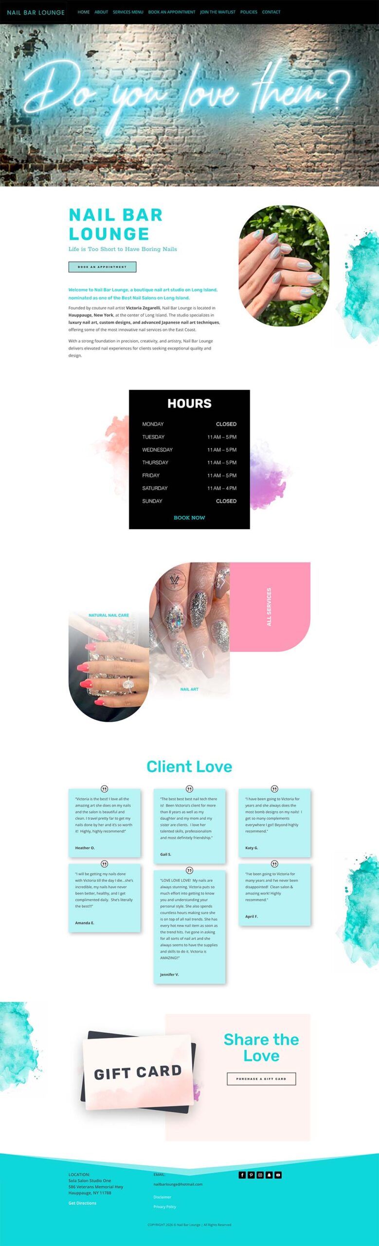 Nail Bar Lounge website design
